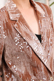 Glitter Dusty Rose Velvet 2 Piece Women's Suits with Sequins