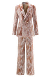 Sparkly Dusty Rose Velvet Notched Lapel Sequins 2 Piece Suits