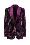 Sparkly Purple Single Button Women's Party Blazer