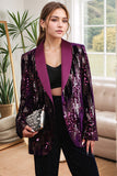 Sparkly Purple Single Button Women's Party Blazer