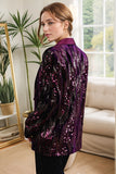 Sparkly Purple Single Button Women's Party Blazer