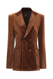 Coffee Double Breasted Women's Blazer with Pockets