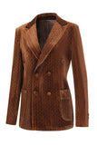 Coffee Double Breasted Women's Blazer with Pockets