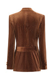 Coffee Double Breasted Women's Blazer with Pockets