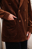 Coffee Double Breasted Women's Blazer with Pockets