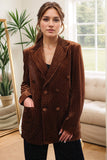 Coffee Double Breasted Women's Blazer with Pockets