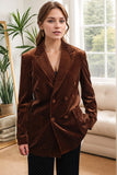 Coffee Double Breasted Women's Blazer with Pockets
