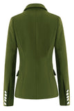 Army Green Double Breasted Fitted Women's Blazer