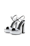 Golden Ankle Strap Open Toe Chunky Heel Sandals
