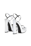 Golden Ankle Strap Open Toe Chunky Heel Sandals