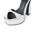 Golden Ankle Strap Open Toe Chunky Heel Sandals