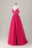 Royal Blue Glitter Appliqued Long Prom Dress with Slit