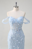 Yellow Sweetheart Corset Applique Mermaid Maxi Prom Dress with Beading