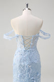 Yellow Sweetheart Corset Applique Mermaid Maxi Prom Dress with Beading