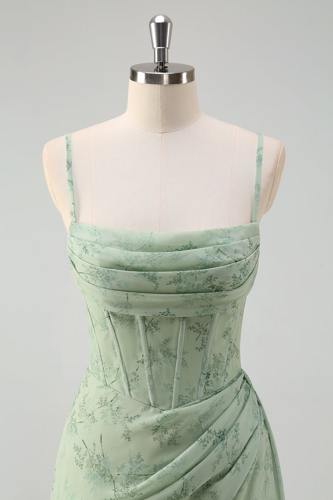 Dusty Sage Mermaid Strapless Velvet Dress
