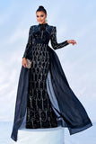 Gorgeous Black Mermaid High Neck Long Sleeves Beaded Prom Dress