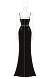 Spaghetti Straps Black Sequined Mermaid Formal Dress