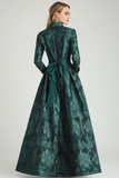 Dark Green Jacquard A-Line Mother of the Bride Dress with Slit