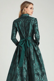 Dark Green Jacquard A-Line Mother of the Bride Dress with Slit