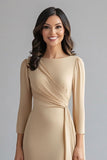 Champagne Sheath Chiffon Mother of the Bride Dress with Sash