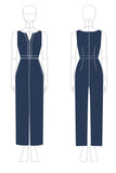 Navy Chiffon Mother of the Bride Jumpsuit with Sequined Maxi Jacket