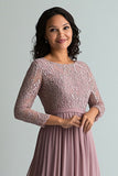 Blush Chiffon A-Line Applique Mother of the Bride Dress