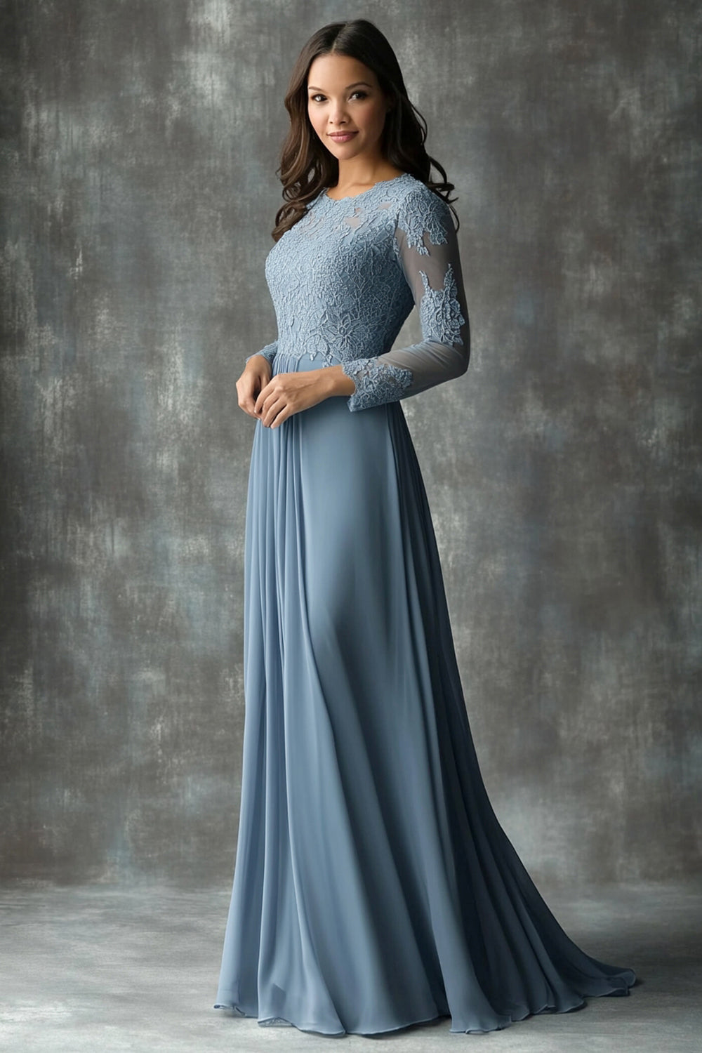 Bride Dusty Grey Blue Bridesmaid Dresses Leely Women Chiffon A