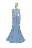 Chiffon Round Neck Peacock A-Line Applique Mother of the Bride Dress