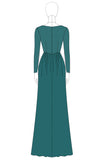 V-Neck Dark Green Chiffon Applique Mother of the Bride Dress
