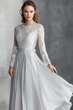 Chiffon A-Line Light Grey Applique Mother of the Bride Dress