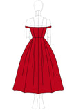 Red Off the Shoulder A-Line Satin Formal Dress