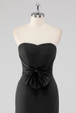 Black Strapless Sweetheart Mermaid Formal Dress with Bow