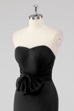 Black Strapless Sweetheart Mermaid Formal Dress with Bow