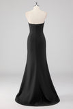 Black Strapless Sweetheart Mermaid Formal Dress with Bow