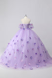 Lilac Corset Sweetheart 3D Flower Ball Gown Quinceañera Dress