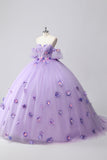 Lilac Corset Sweetheart 3D Flower Ball Gown Quinceañera Dress