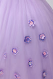 Lilac Corset Sweetheart 3D Flower Ball Gown Quinceañera Dress