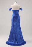 Royal Blue Off the Shoulder Mermaid Maxi Formal Dress