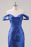 Royal Blue Off the Shoulder Mermaid Maxi Formal Dress