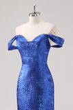 Royal Blue Off the Shoulder Mermaid Maxi Formal Dress