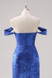 Royal Blue Off the Shoulder Mermaid Maxi Formal Dress