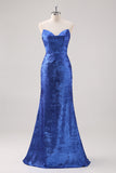 Royal Blue Off the Shoulder Mermaid Maxi Formal Dress