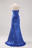 Royal Blue Off the Shoulder Mermaid Maxi Formal Dress