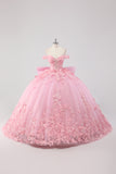Blush Pink Off the Shoulder Corset Applique Quinceañera Dress with Bow