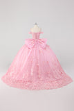 Blush Pink Off the Shoulder Corset Applique Quinceañera Dress with Bow