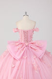 Blush Pink Off the Shoulder Corset Applique Quinceañera Dress with Bow