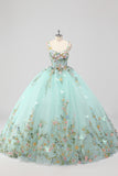 Mint Ball Gown Applique Corset Sweetheart Maxi Quinceañera Dress