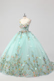 Mint Ball Gown Applique Corset Sweetheart Maxi Quinceañera Dress