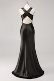 Simple Dark Grey Sheath Jewel Neck Maxi Formal Dress