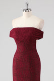 Mermaid Off the Shoulder Burgundy Lace Applique Formal Dress